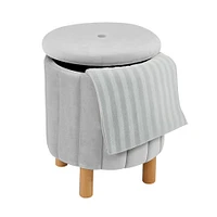 Kvell 15" Round Storage Ottoman Grey