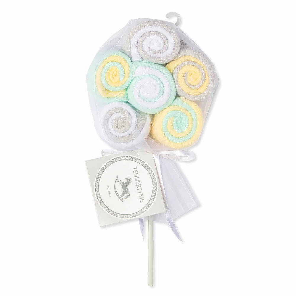 Tendertyme 12 Pack Lollipop Washcloth: Mint/ Yellow