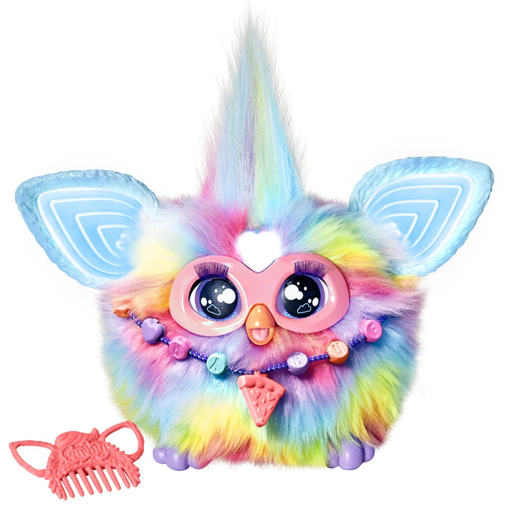 Furby Tie Dye, 15 Fashion Accessories, Interactive Plush Toys, Voice Activated Animatronic - English Edition