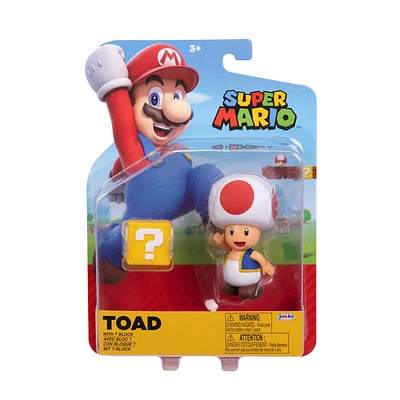 Figurine Super Mario 4 pouces - Crapaud rouge avec Bloc point d'interrogation 