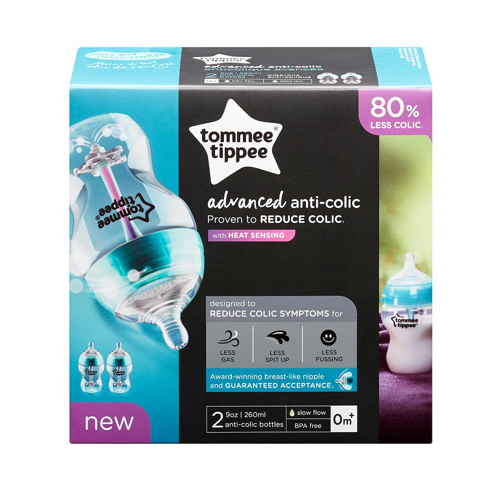 Tommee Tippee Advanced Anti-Colic Bottle, 9 oz, 2-Pack