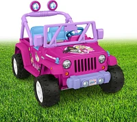 Power Wheels Barbie Jeep Wrangler Ride-On Toy with Music, Battery-Powered Preschool Toy