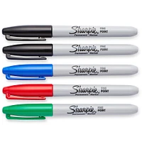 Sharpie Permanent Markers, Fine Point, Assorted Colours, 5 Count