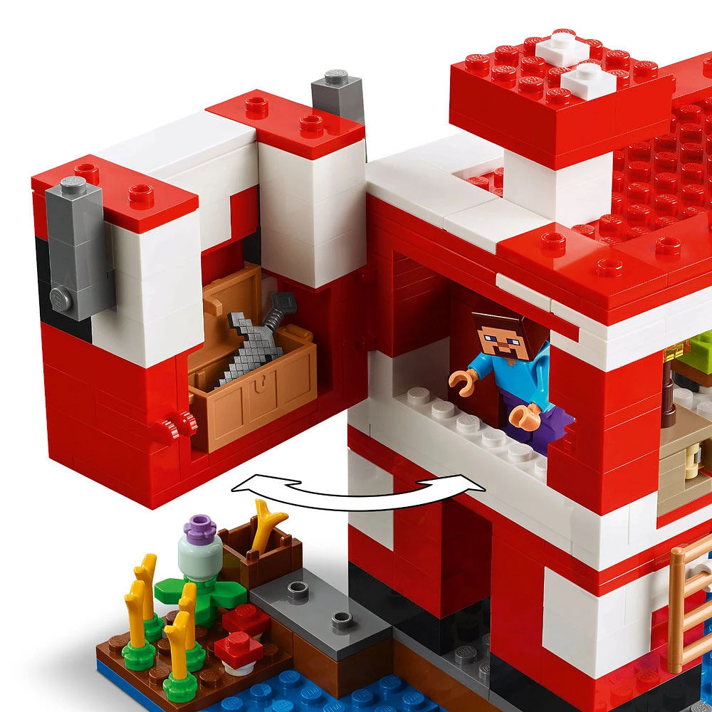 LEGO Minecraft La maison mooshroom Ensemble de jouet inspiré des jeux vidéo pour les enfants dans les champs de champignon 21270