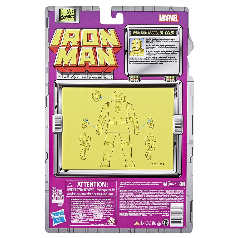 Marvel Legends Series Iron Man (Model 01 - Gold), figurine inspirée des bandes dessinées