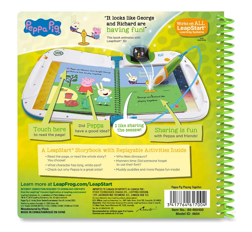 LeapFrog LeapStart 3D Peppa Pig Playing Together Livre d'histoires - Édition anglaise