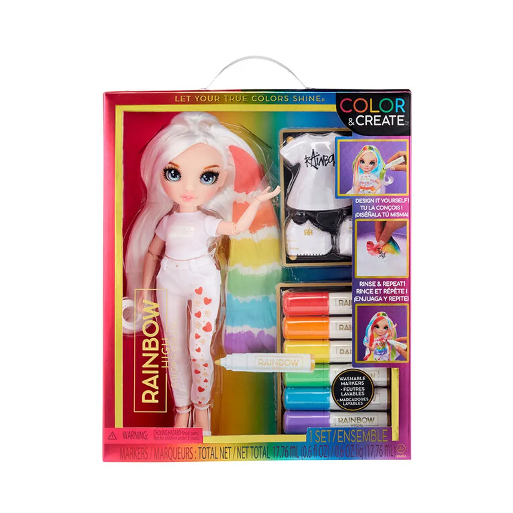 Rainbow High Color & Create Fashion DIY Doll with Washable Rainbow