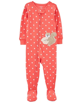 Carter's One Piece Squirrel 100% Snug Fit Cotton Footie PJs Orange