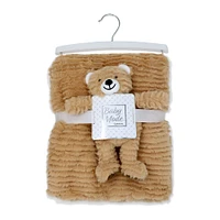 Baby Mode Signature Ridged Plush Toy with Blanket: Tan Bear