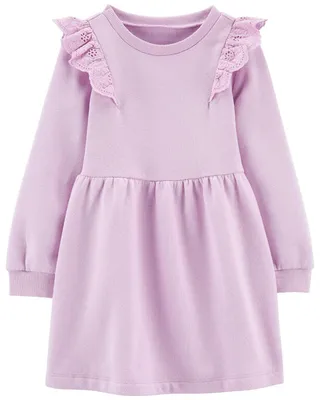 Carter's Long Sleeve Fleece Dress Purple  4T