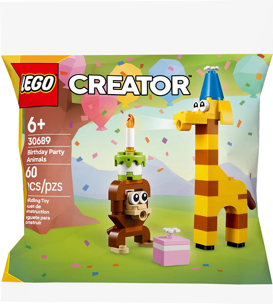 LEGO Creator Birthday Party Animals - Building Kit with Monkey and Giraffe Toys - Great Party Favor Idea - 30689