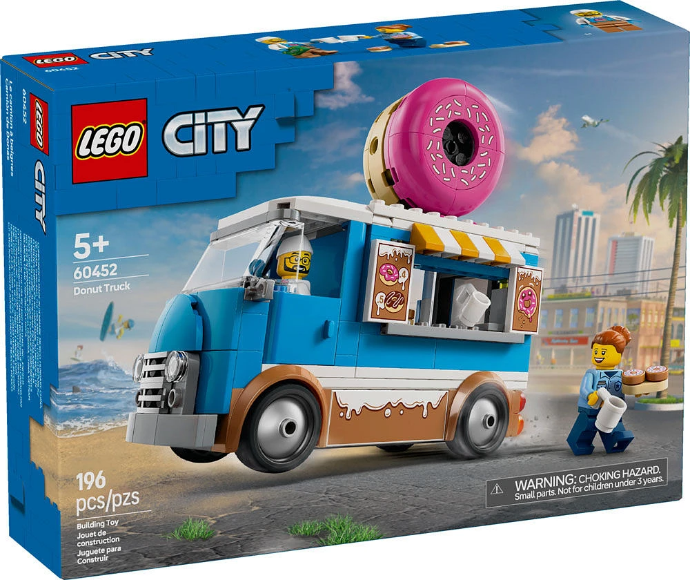 LEGO City Donut Truck Building Toy - Mobile Donut Stand with 2 Minifigures and Other Accessories - 60452