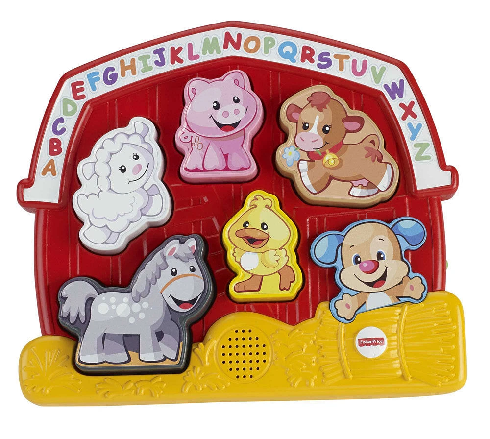 Fisher-Price Laugh and Learn Farm Animal Puzzle Shape Sorting Baby Toy with Music and Sounds - English Edition