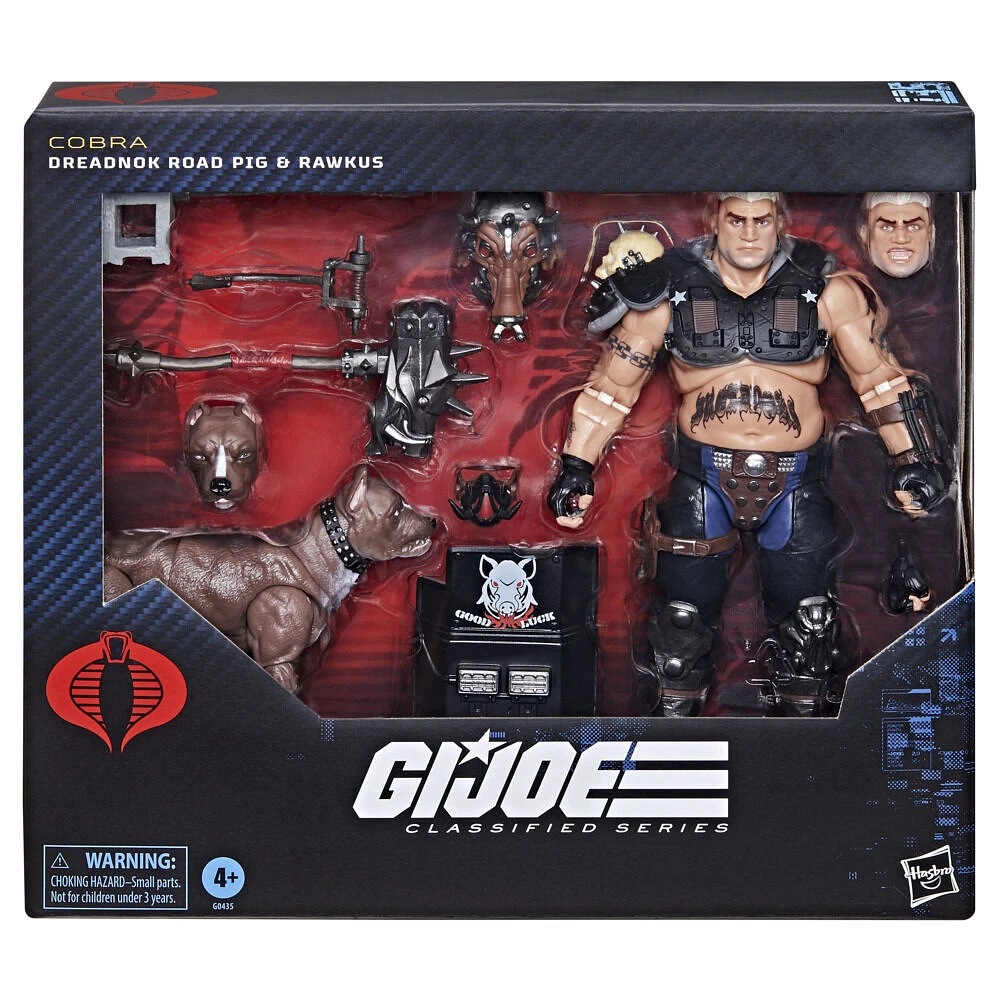 G.I. Joe Classified Series #135, Dreadnok Road Pig & Rawkus Action Figure & Pet Dog Pitt Bull Figure