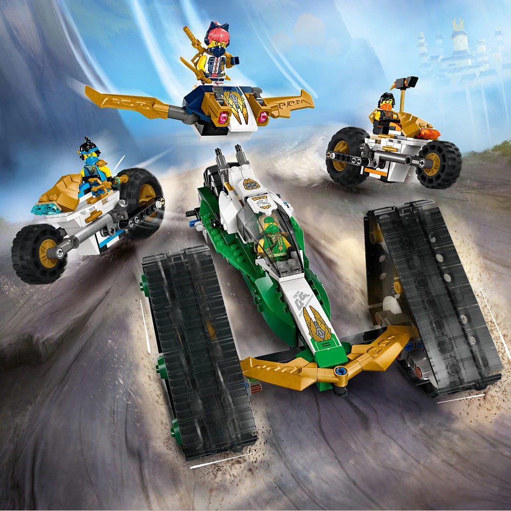 LEGO NINJAGO Ninja Team Combo Vehicle 4-in-1 Toy with Glider, Racer Car and 2 Motorcycles 71820