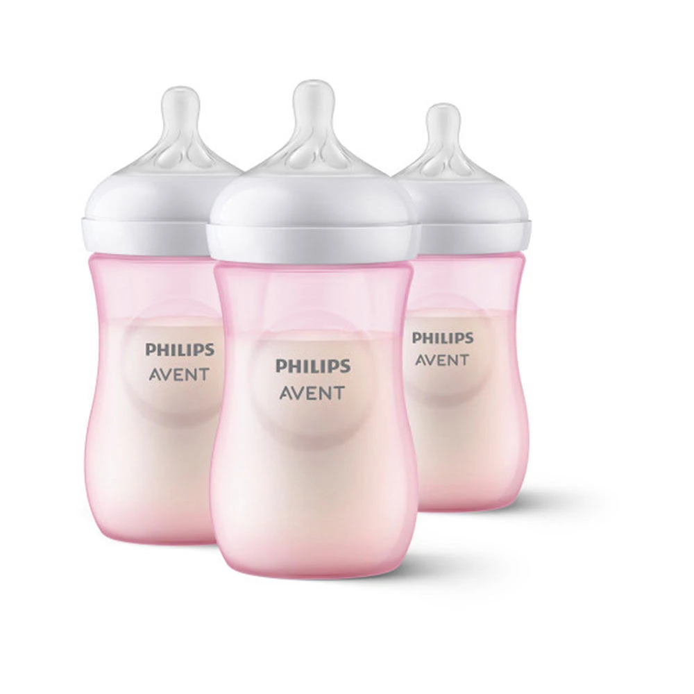 Philips Avent Natural Baby Bottle With Natural Response Nipple, Pink, 9oz, 3 pack, SCY903/13