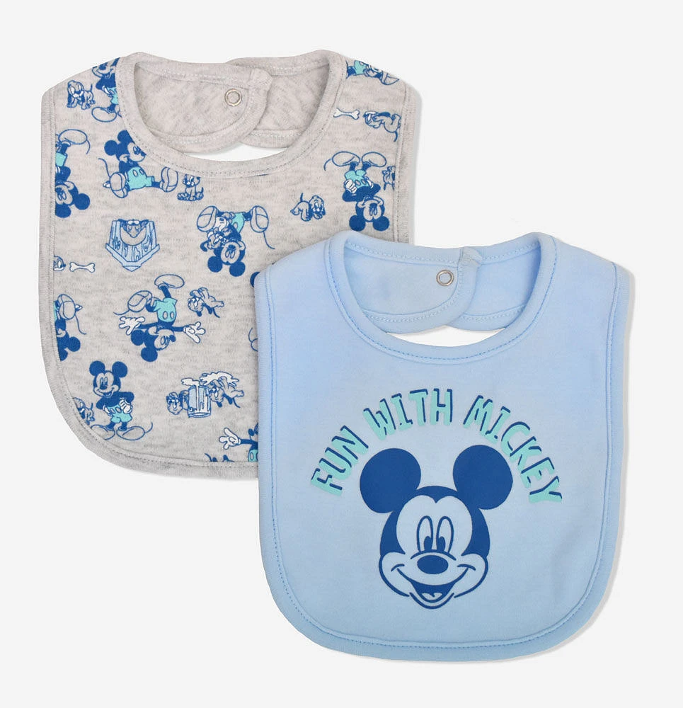 Disney Mickey Mouse 2 Pack Bib Set Blue OS/GU