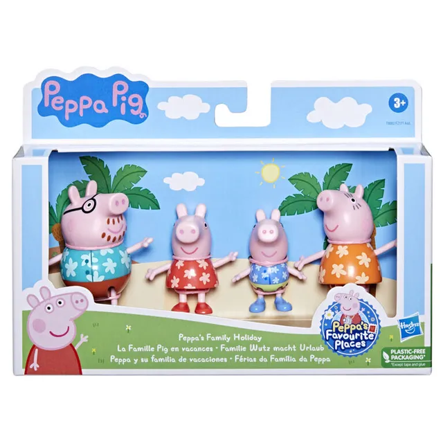 Peppa Pig Peppa's Adventures Peppa's Family Rainy Day Figure 4-Pack Toy  Includes 4 Pig Family Figures in Raincoats, Ages 3 and up