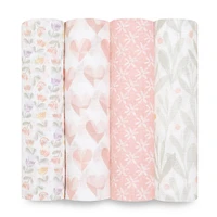 Couverture à Emmailloter en Mousseline de Coton Aden + Anais Essentials Piece of My Heart, Lot de 4