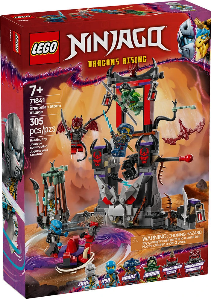 LEGO NINJAGO Le village tempête draconique, ensemble d'arène de combat avec 6 figurines et une toupie 71841