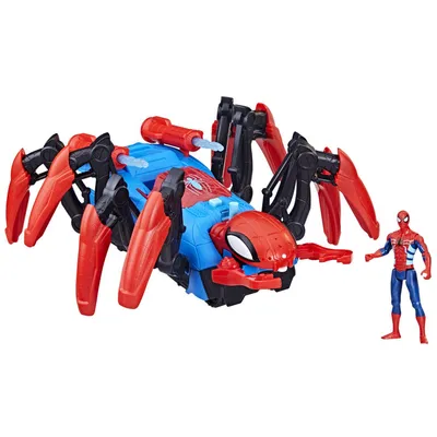 Marvel Spider-Man Crawl 'N Blast Spider, Car Playset with Spider-Man Action Figure, 2-In-1 Blast Feature, Toy Cars