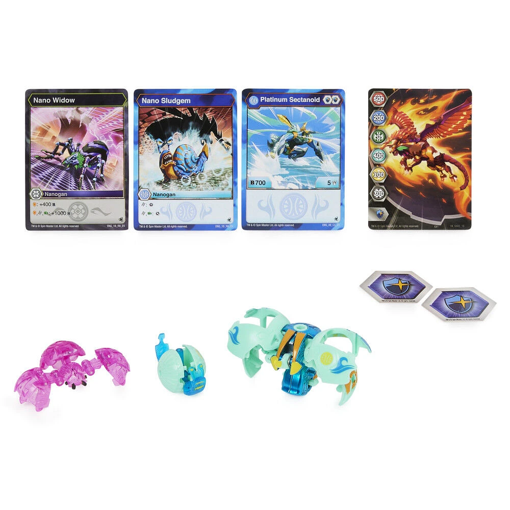 Bakugan Evolutions, Sectanoid with Nano Widow and Sludgen Platinum Power Up Pack