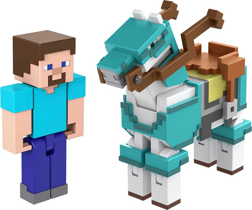 Minecraft Steve And Armored Horse Figures