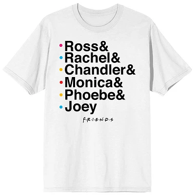 Friends TV Character Names White T-Shirt