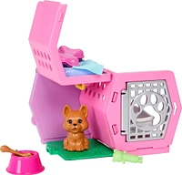 Barbie Chelsea Puppy Carrier Playset, Small Doll and Dog Carrier with Puppy Accessories