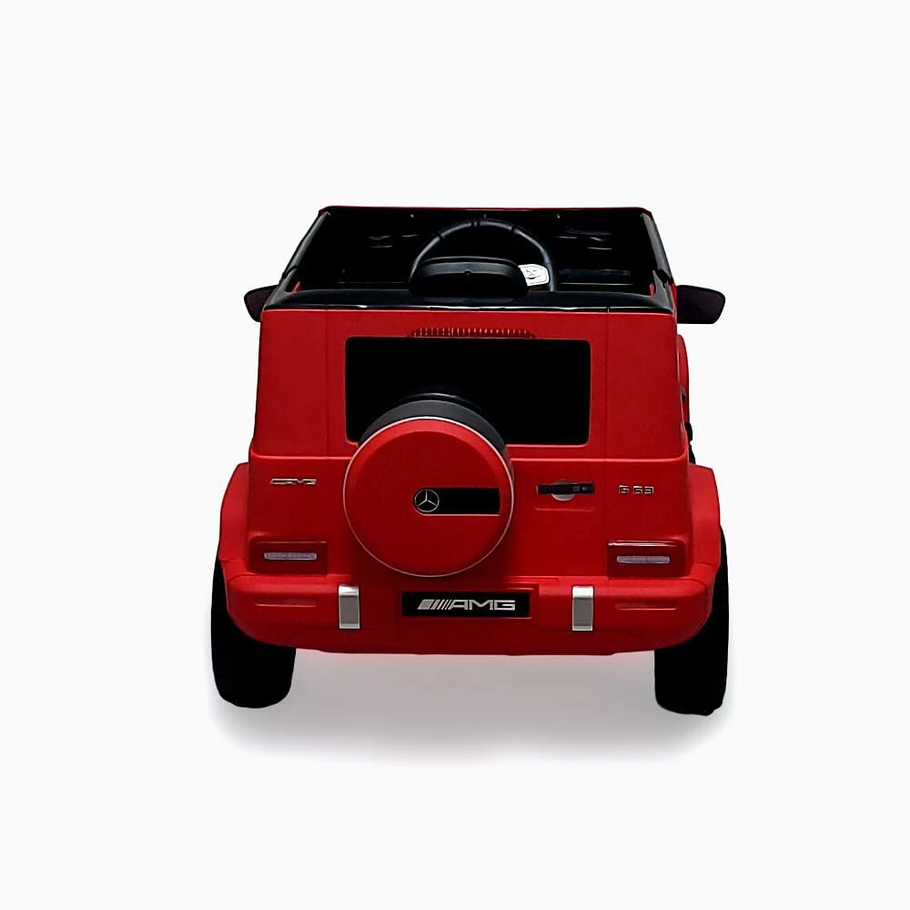 KIDSVIP Voiture 1 place pour enfants Mercedes G63 12V sous licence officielle avec roues en caoutchouc, musique, RC - rouge mat