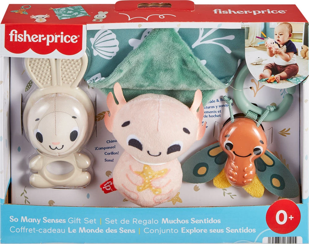 Fisher Price - Coffret-cadeau Le Monde des Sens, 4 jouets sensoriels