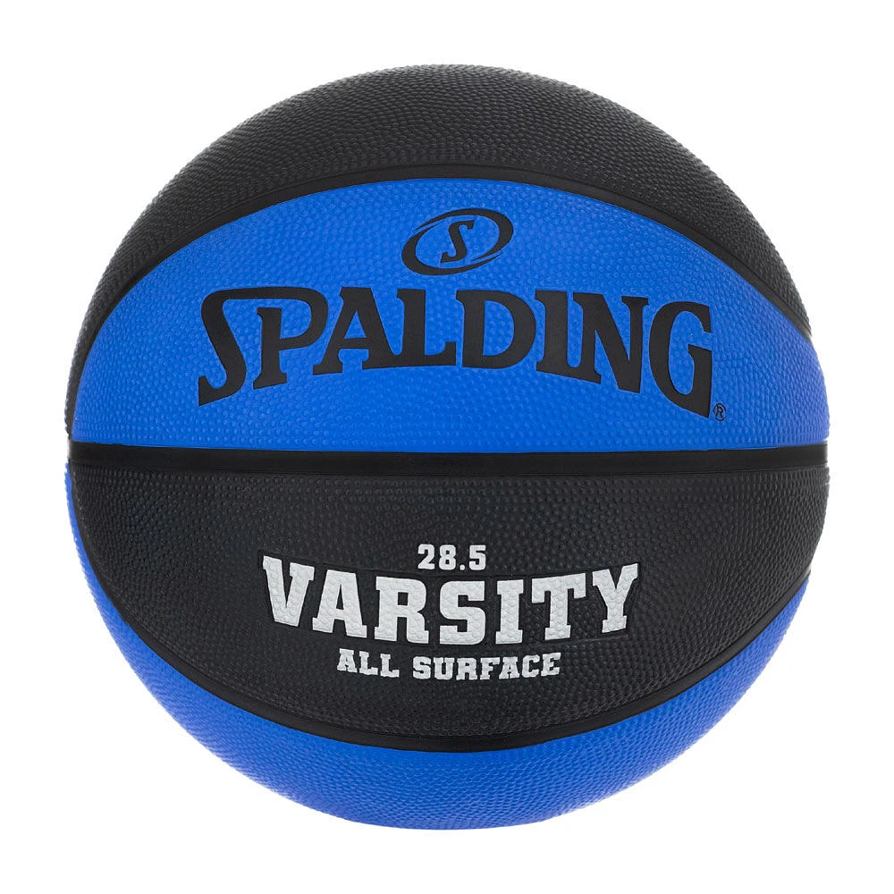 Ballon de basketball en caoutchouc pour toute surface Spalding Varsity, taille 6 (28-1/2 po), bleu/noir