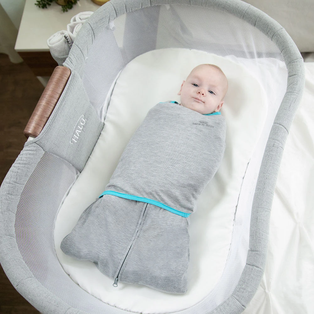 Swaddle Ideal Temp-Heather Grey/Aqua Newborn