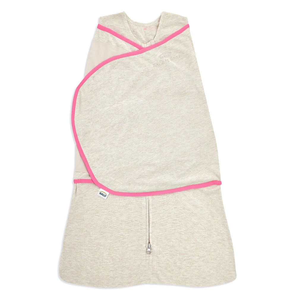 HALO SleepSack Swaddle - Ideal Temp - Oatmeal/Pink Small 3-6 Months