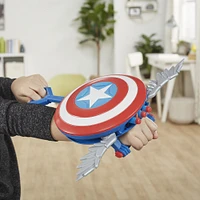 Marvel Mech Strike Mechasaurs, Blaster Redwing Nerf de Captain America, 3 fléchettes, jouet de déguisement de super-héros