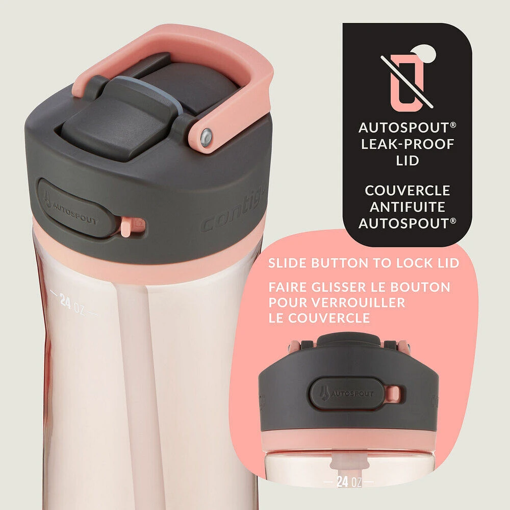 Bouteille d’eau Ashland 2.0 avec couvercle AUTOSPOUT, limonade rose, 709 ml