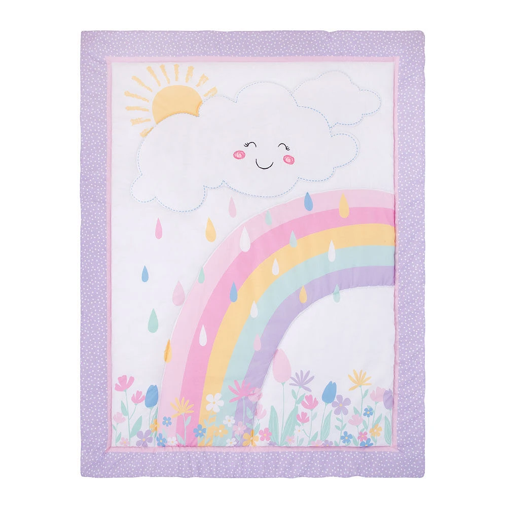 Ensemble De Literie Pour Berceau 4 Pièces Rainbow Showers