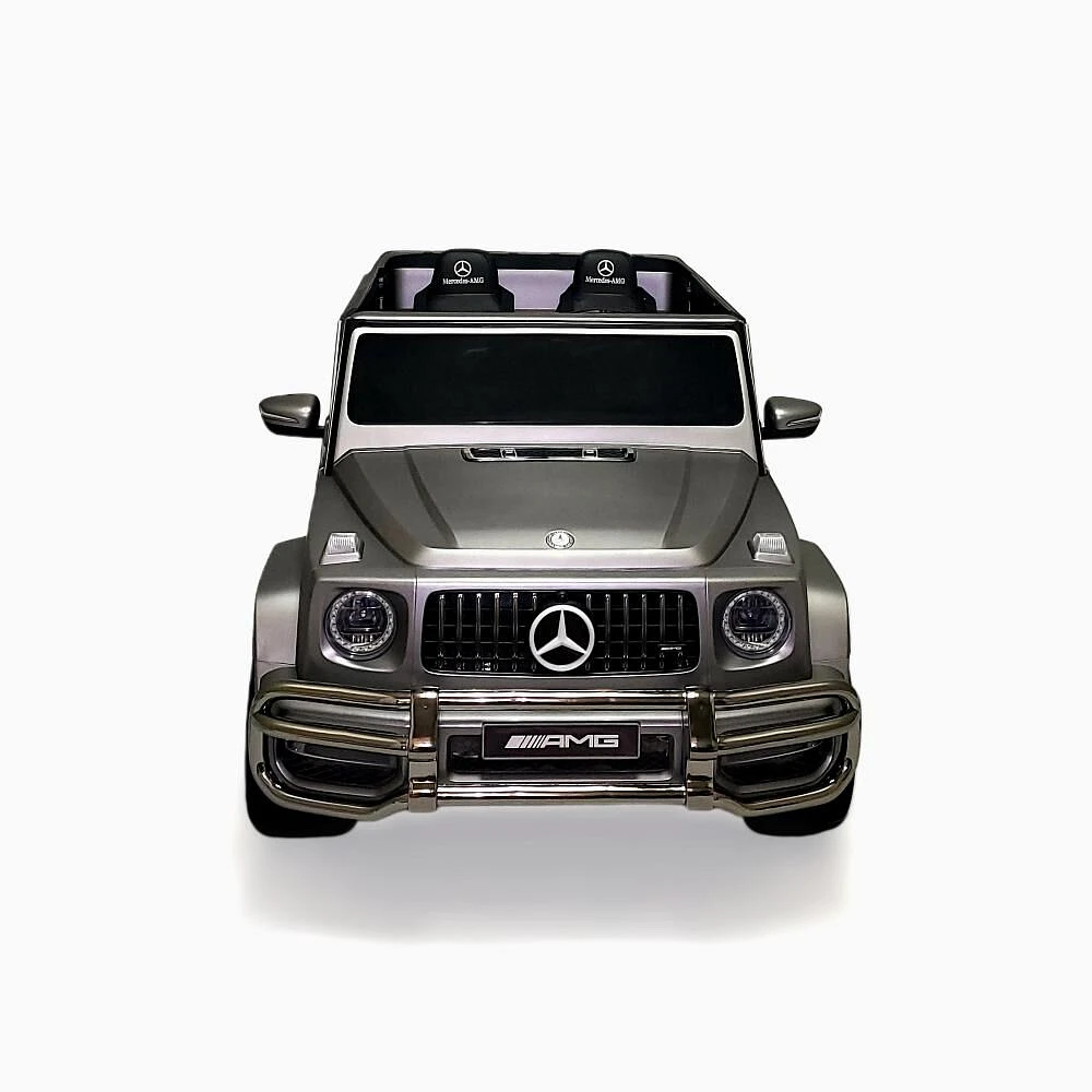 KIDSVIP Voiture 2 places à enfourcher Mercedes G Series 24V 4x4 Kids sous licence officielle avec roues en caoutchouc, musique, RC - gris mat