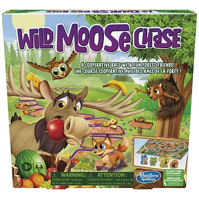 Wild Moose Chase Board Game, Forest-Themed Cooperative Game for Kids, Includes 4 Wooden Movers, Preschool Games