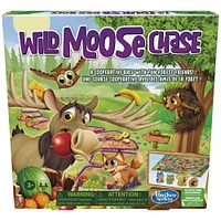 Jeu La course des bois, jeu préscolaire coopératif à thème forestier, pour enfants, inclut 4 pions en bois
