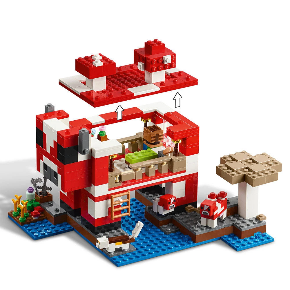 LEGO Minecraft The Mooshroom House Toy Figures and Playset - Building Toy - with Steve Minifigure - 21270