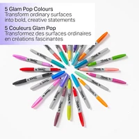 Sharpie Glam Pop Permanent Markers, Fine Point, Assorted Colours, 5 Count