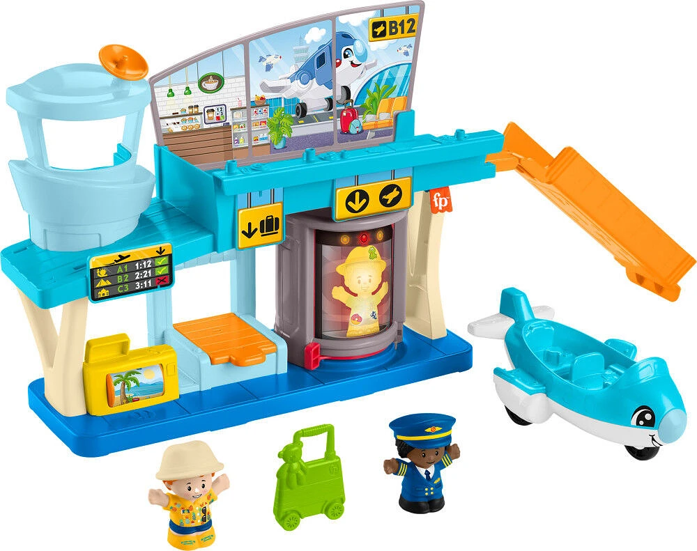 Fisher-Price Little People Everyday Adventures Airport Toddler Playset, Airplane and 3 Play Pieces