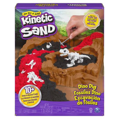 Kinetic Sand, Dino Dig Playset with 10 Hidden Dinosaur Bones to Discover