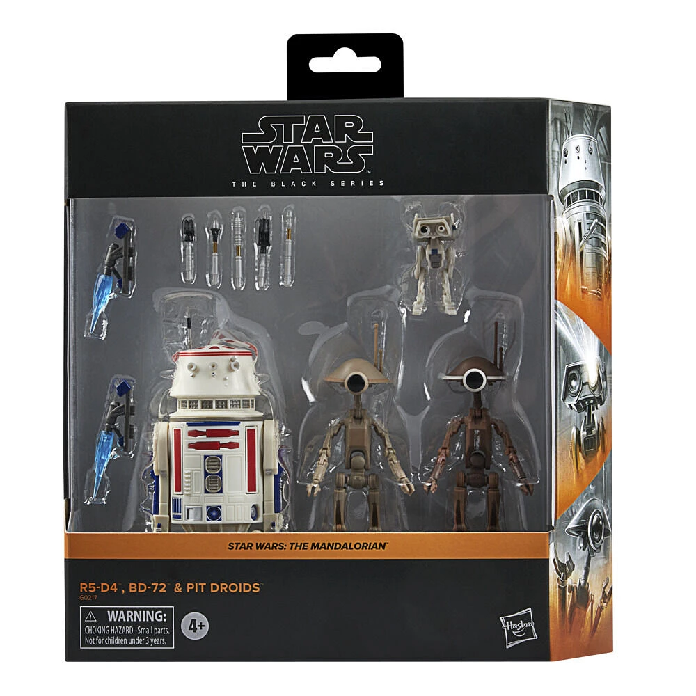 Star Wars The Black Series, pack de 4 figurines de collection R5-D4, BD-72 et droïdes pit de 15 cm, Star Wars: The Mandalorian