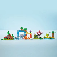 LEGO DUPLO Ma ville Familles d'animaux sauvages 3-en-1, Jouet d'apprentissage pour tout-petits avec 10 figurines d'animaux 10446