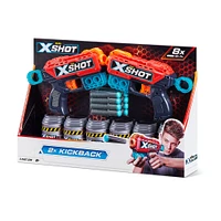 Ensemble de deux pistolets X-Shot Excel Kickback (8 fléchettes, 6 cannettes)