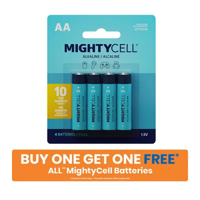 MightyCell 4 Pack AA Alkaline Batteries