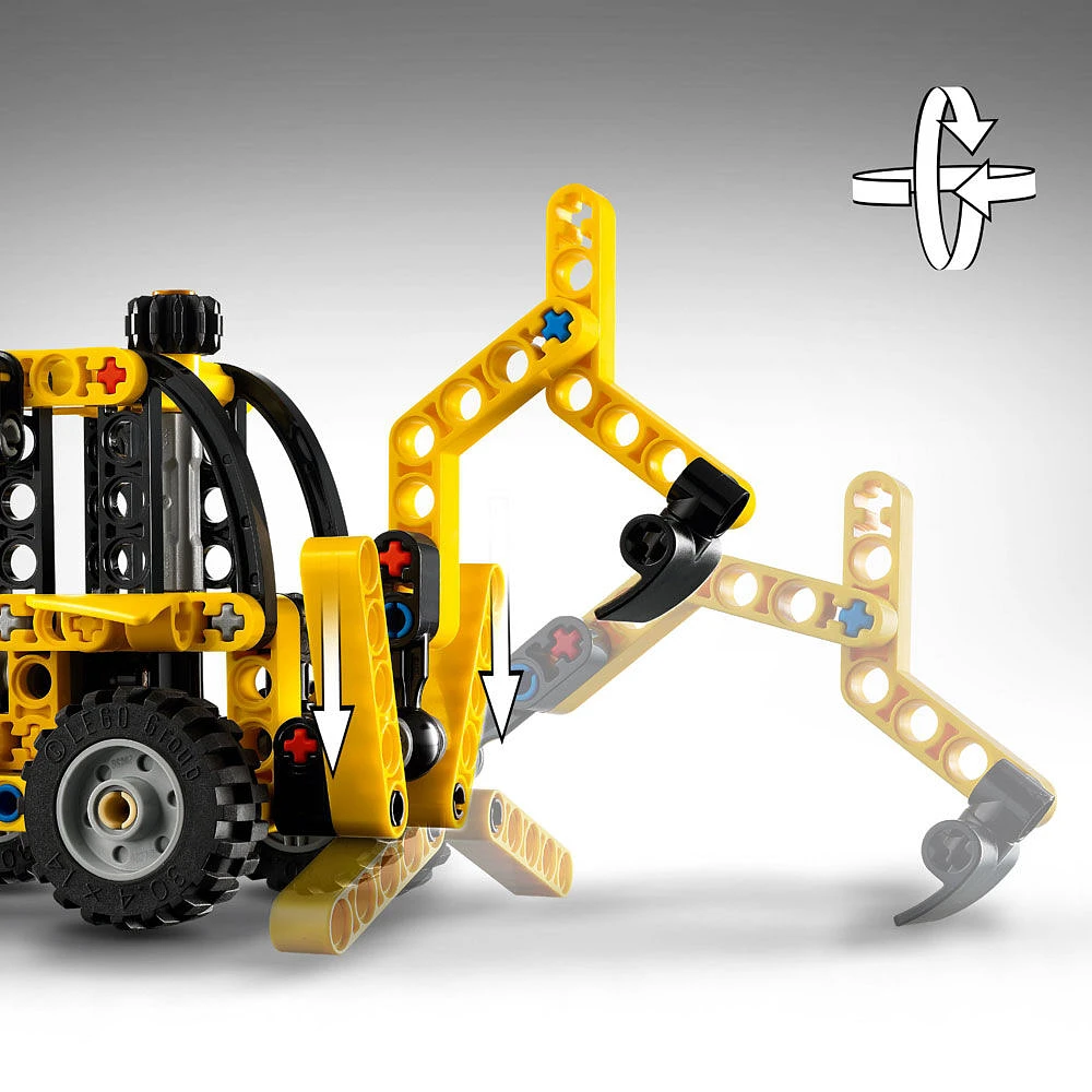 LEGO Technic Backhoe Loader Construction Toy - with Usable Back Digger, Scoop, & Outriggers - 42197