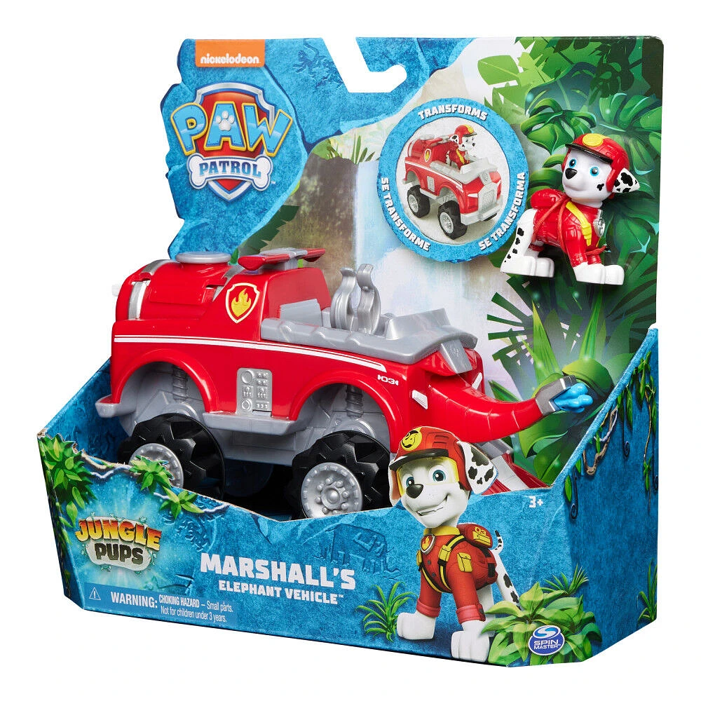 PAW Patrol Jungle Pups, Marshall's Elephant Vehicle, Camion avec figurine à collectionner